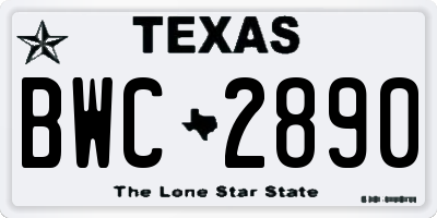 TX license plate BWC2890