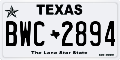 TX license plate BWC2894