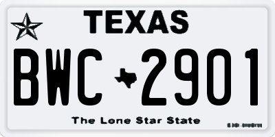 TX license plate BWC2901