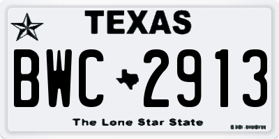 TX license plate BWC2913