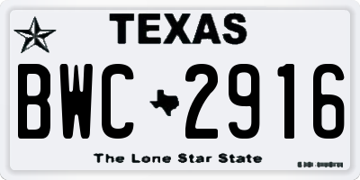 TX license plate BWC2916