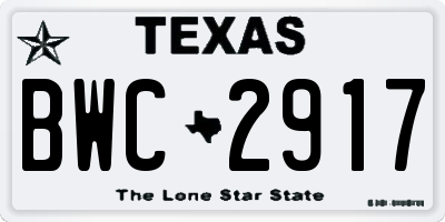 TX license plate BWC2917