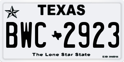 TX license plate BWC2923