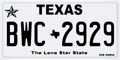 TX license plate BWC2929