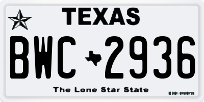 TX license plate BWC2936