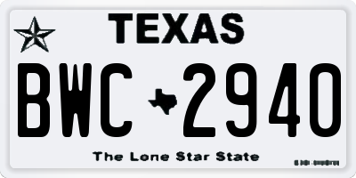 TX license plate BWC2940
