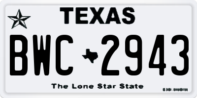 TX license plate BWC2943