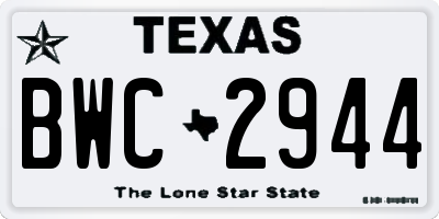 TX license plate BWC2944