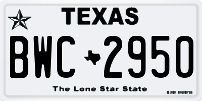 TX license plate BWC2950
