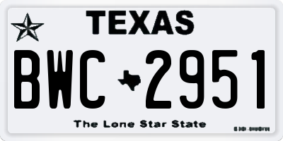 TX license plate BWC2951