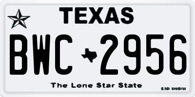 TX license plate BWC2956