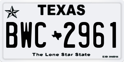 TX license plate BWC2961