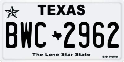 TX license plate BWC2962