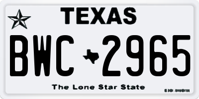 TX license plate BWC2965