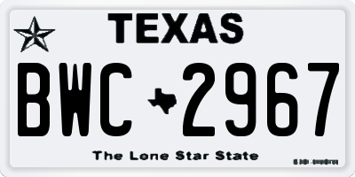 TX license plate BWC2967