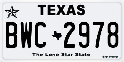 TX license plate BWC2978