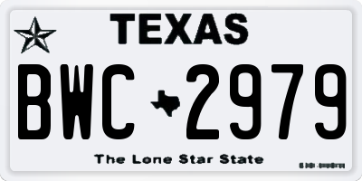 TX license plate BWC2979