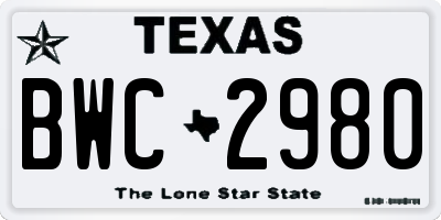 TX license plate BWC2980