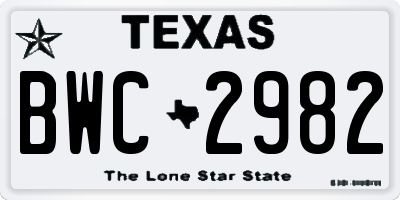 TX license plate BWC2982