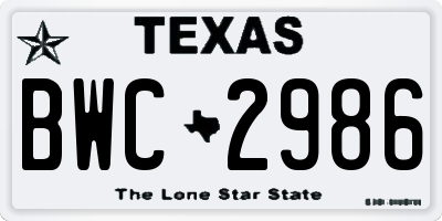 TX license plate BWC2986
