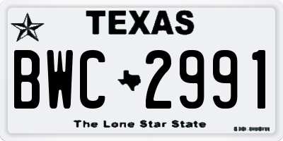 TX license plate BWC2991