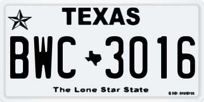 TX license plate BWC3016