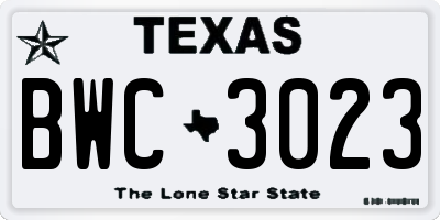 TX license plate BWC3023