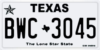 TX license plate BWC3045