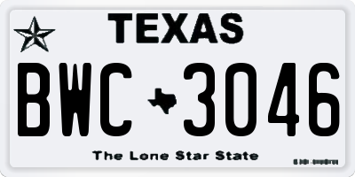 TX license plate BWC3046