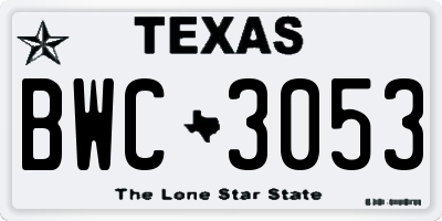 TX license plate BWC3053