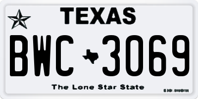 TX license plate BWC3069
