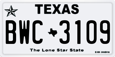 TX license plate BWC3109