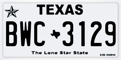 TX license plate BWC3129