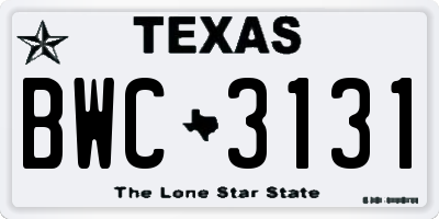 TX license plate BWC3131