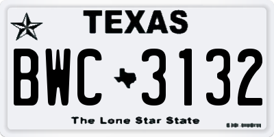 TX license plate BWC3132