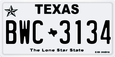 TX license plate BWC3134