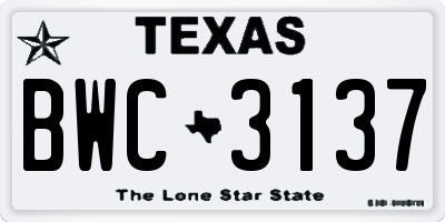 TX license plate BWC3137
