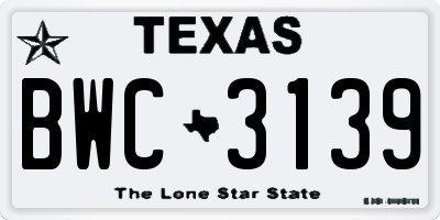 TX license plate BWC3139