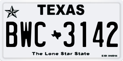 TX license plate BWC3142