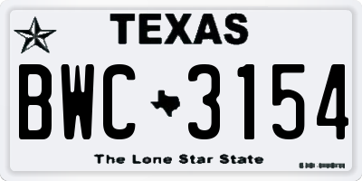 TX license plate BWC3154