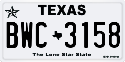 TX license plate BWC3158
