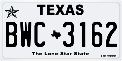 TX license plate BWC3162