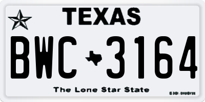 TX license plate BWC3164