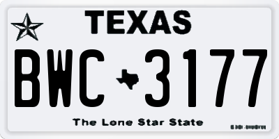 TX license plate BWC3177