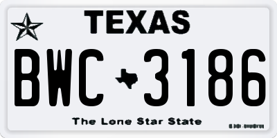 TX license plate BWC3186