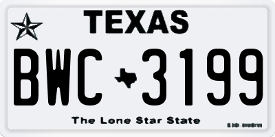 TX license plate BWC3199