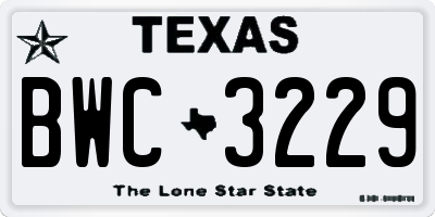 TX license plate BWC3229
