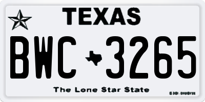 TX license plate BWC3265