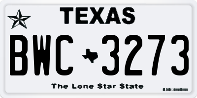 TX license plate BWC3273