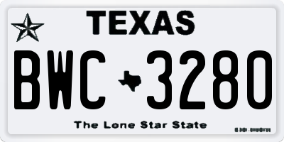 TX license plate BWC3280